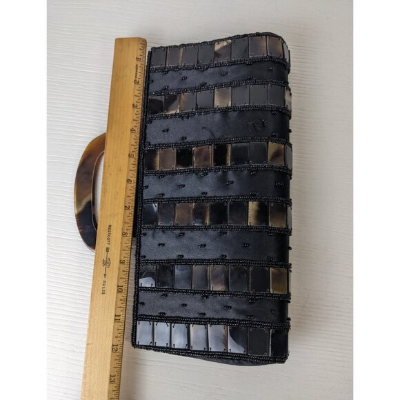 MAD BAGS shell tiles and glass bead evening purse lucite handle as is - Picture 9 of 16